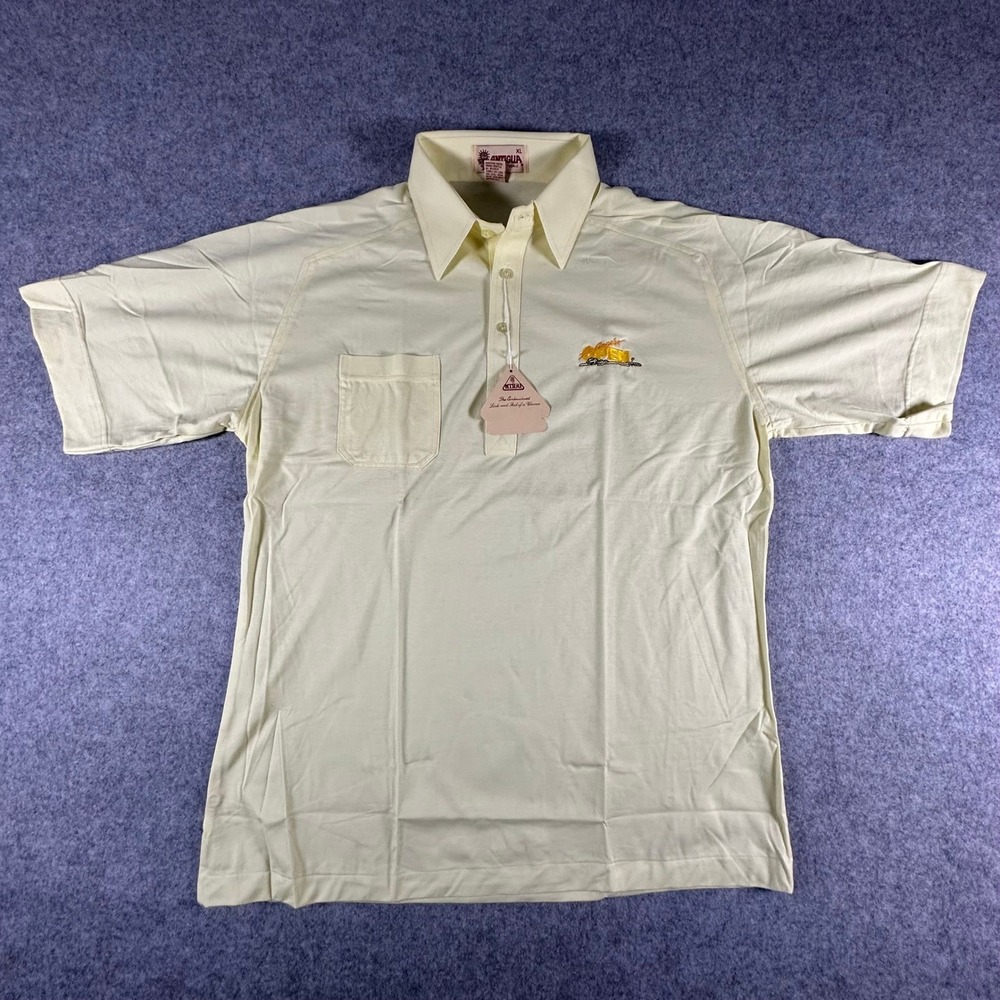 Antigua Polo Shirt XL Yellow Mens Los Angeles Open Golf Embroidered